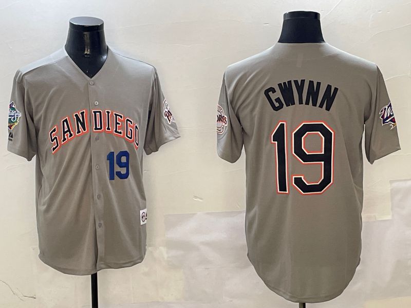Men San Diego Padres 19 Gwynn Grey Throwback Game 2025 Nike MLB Jersey style 3124